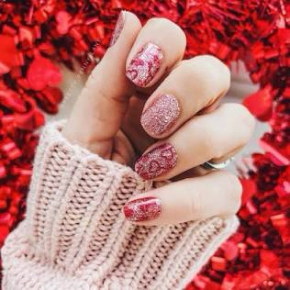 Color Street Pink Glitter and Patterned Nail Wraps